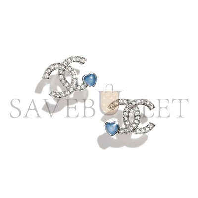 CHANEL RHINESTONE DOUBLE C HEART EARRINGS ABF526